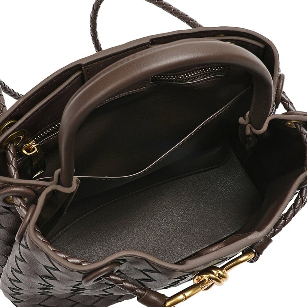Woven Sheepskin Leather Bow Shoulder / Crossbody Bag - Picture 6 of 6